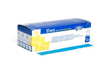 
            Elwo blauw, lange, elastische en metaaldetecteerbare pleister
    